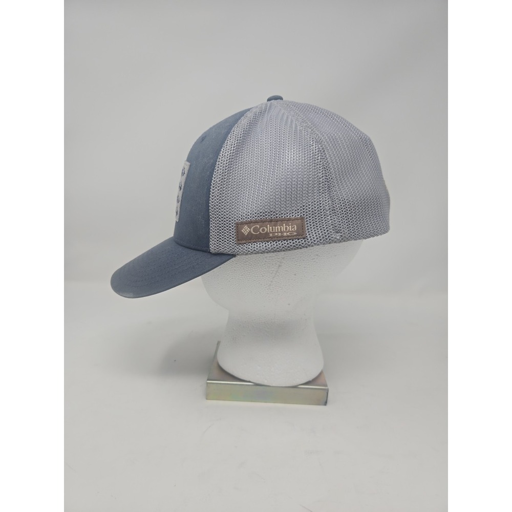 Columbia PHG Hat Cap Fitted Mens L/XL Blue Gray Trucker Hunting American Flag
